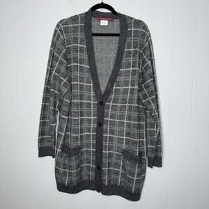 Marina Rinaldi Sport Women’s Plaid Cardigan Sweater Gray Size XL